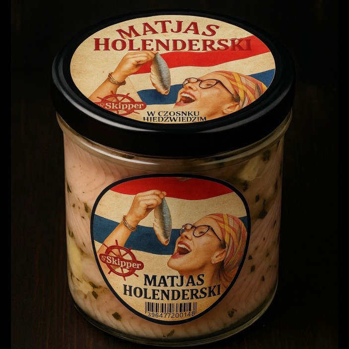 MATJAS HOLLENDERSKI W CZOSNKU NIEDŹWIEDZIM 350 ML (1)