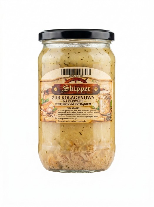 ŻUR KOLAGENOWY NA ZAKWASIE Z WĘDZONYM PSTRĄGIEM  700 ml (2)