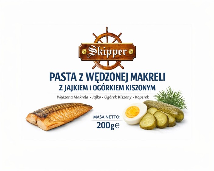 PASTA Z WEDZONEJ MAKRELI Z JAJKIEM I KISZONYM OGÓRKIEM 200G (2)