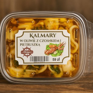  KALMARY W OLIWIE CZOSNKOWEJ Z KOLENDRĄ I CHILLI